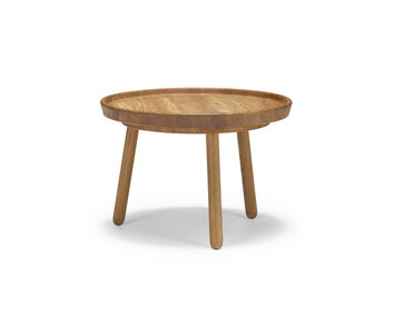 Soffbordet Tureen. Diameter 52 centimeter, höjd 36 centimeter. Skiva i naturoljad, massiv ek.